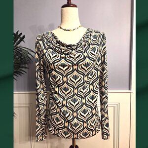 Ann Taylor Patterned Cowl Neck Top
